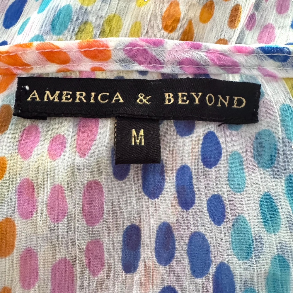 America & Beyond Semi-Sheer Cheetah Rainbow Stripes Cover-Up Dress Size Medium - Picture 10 of 13